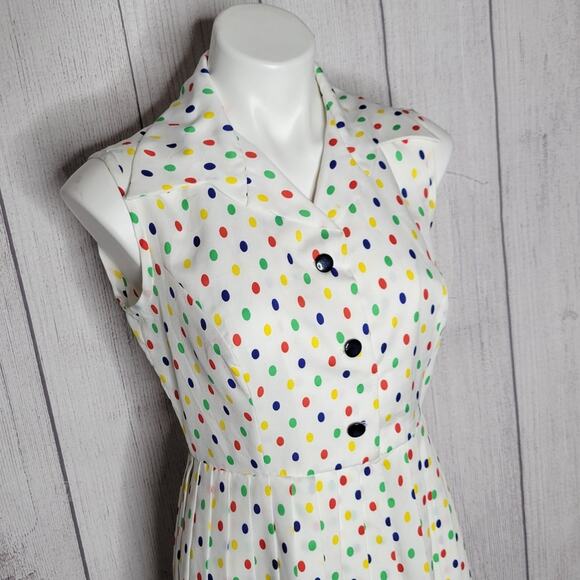 Vintage Rainbow Polka Dot 2 Piece Set, Dress and Matching Jacket - Picture 6 of 11